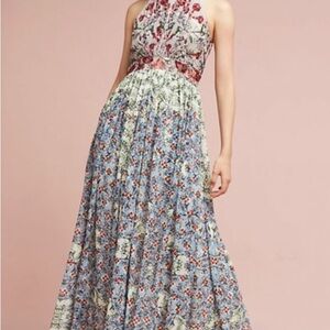 Anthropologie Bhunani Adelise Floral Halter Maxi Dress